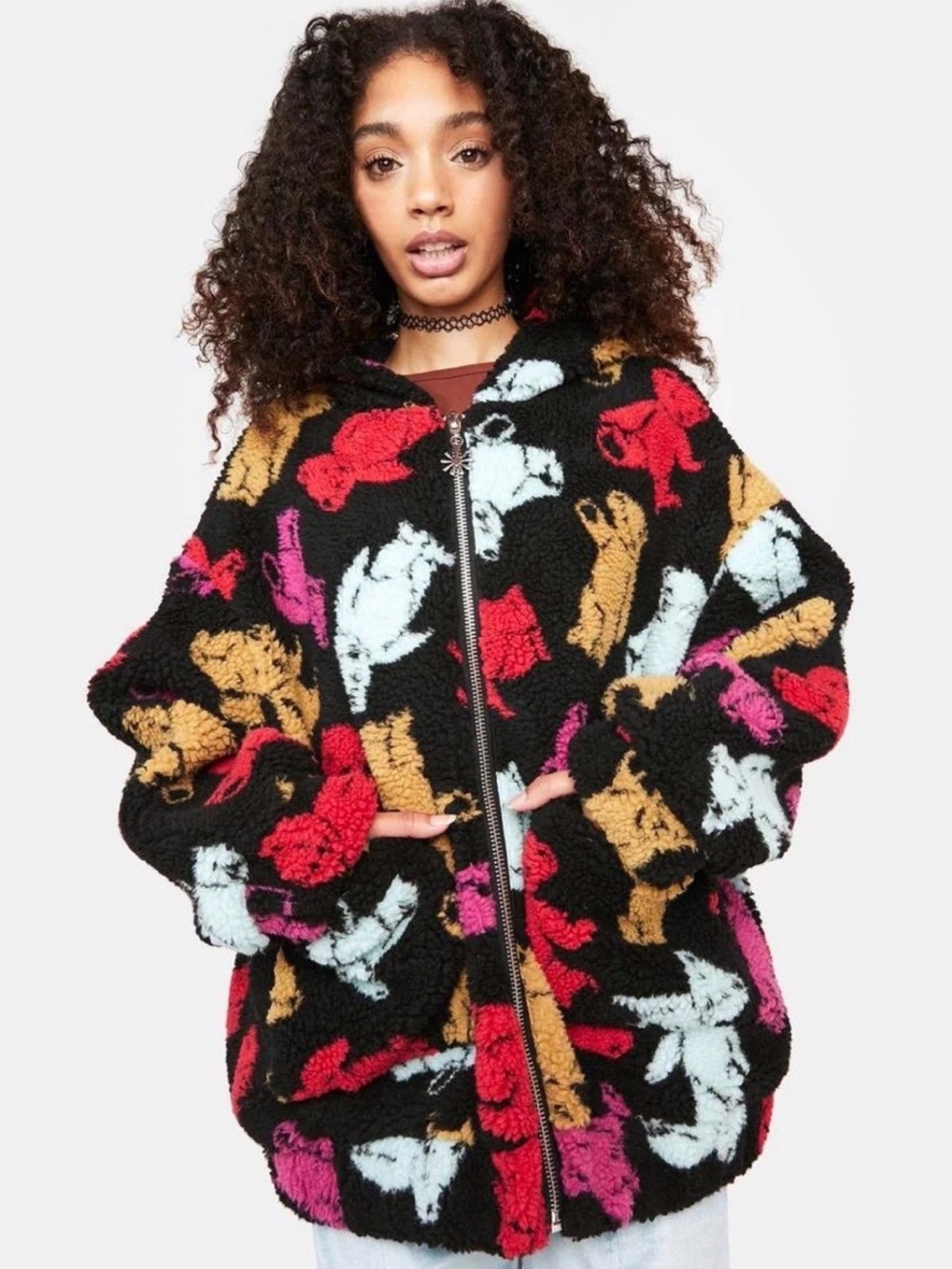Delias Fuzzy Teddy Bear Zip Up Jacket